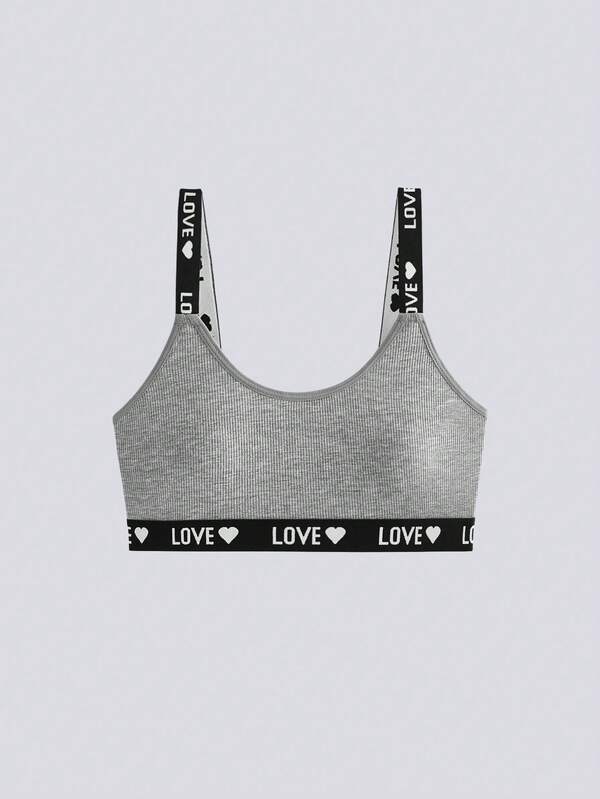 Loungeista Women Letter Print Comfortable Casual Bra Underwear Without Padding For Everyday Wear