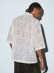 Modcrash Men's Shirt, Streetwear Fashionable Versatile, Cropped Loose Fit, Vacation, Spring Summer, Light - Apricot - View 2
