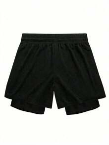 Gym Rark Men's Casual Letter Print Drawstring Waist Pocket Sports Shorts, Gym, Holiday - Black - View 2