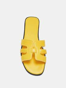 Bholvia Women's Solid Color Korean Style Slippers, New Fashion Flat Casual Beach Sandals - Yellow - View 7