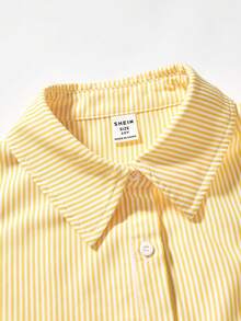 Tween Girls Tween Girl Yellow & White Striped Long Sleeve Blouse - Yellow - View 4