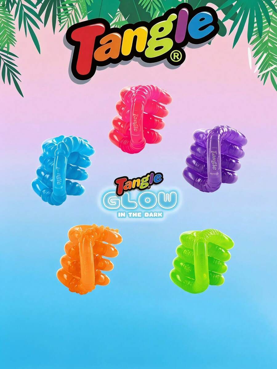 1pc Tangle Glow Fidget Toy, Flexible Twist Link Chain Stress Relief Desk Play Toy Glow In Dark Portable Handheld Puzzle Bright Colors - Multicolor - View 1