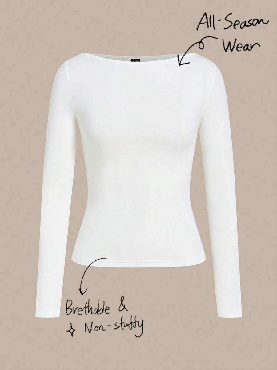 Tseoso Women's Slim Fit Long Sleeve T-Shirt - White - View 1
