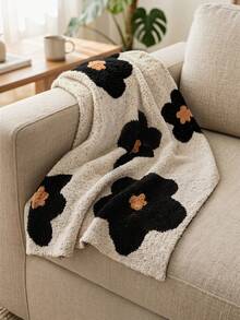 1pc Knitted Blanket/Throw/Towel For Office Nap/Sofa/Air Conditioning, Rest Blanket With Knit Cover - Black - View 6
