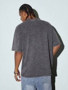 Modcrash Vintage Distressed Snow Flake Print T-Shirt, Spring/Summer - Grey - View 2