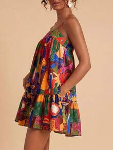 Travachic Vestido mini de vacaciones con estampado tropical - Multicolor - Ver 7