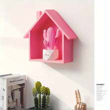 Joivida 1 PC Cute Wall Mounted Wooden Small House, Retro Nostalgic Home Wall Decoration, Wall Mounted Wooden Decoration, Simple Storage Rack, Suitable For Bedroom, Living Room, Kitchen, Etc - Multicolor - View 8