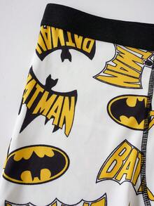BATMAN X SHEIN 男士舒適印花四角內褲 - 黑與白 - 查看 5