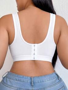 DesireSculpt 1pc Plus Size Lace Wireless Bra - White - View 2