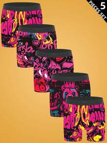 Notgurli 5pcs/Pack Men's Printed Boxer Briefs - Multicolor - View 1
