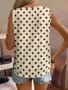 EMERY ROSE Holiday Casual Polka Dot Pattern Plus Size Square Neck Pleated Camisole For Women - Multicolor - View 2