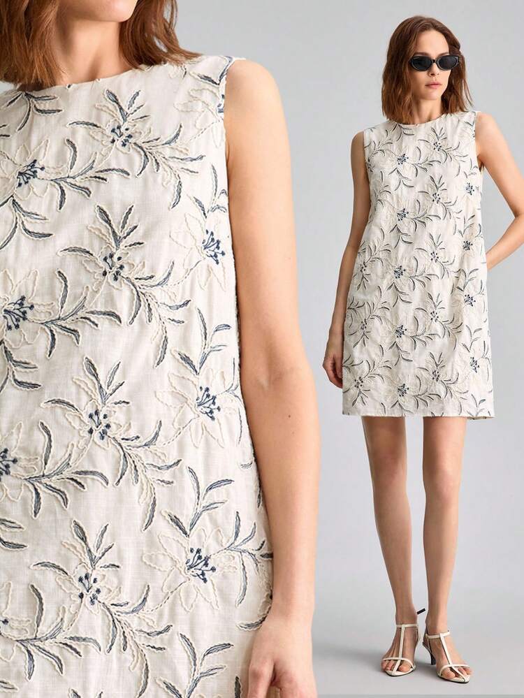 Women's Off-White Custom Embroidered Dress All-Season Bohemian Style Vacation Outfits Seaside Women's Clothing Modern Urban Business Casual Style