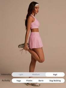 Fluxe 女款休閒百搭短版運動上衣，適合瑜珈、跑步、健身 - 粉色 - 查看 9