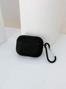 Solid Color Black Silicone 1 Set Black Apple Protective Case & Bluetooth Earphone Protective Case, Comes With 1 Earphone Hook, Compatible With AirPods Case, Pro 3 Case, 4 Case Birthday Gift - Black - View 8
