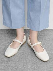 CUCCOO BIZCHIC Solid Color Fashionable Comfortable Casual Flat Shoes, Suitable For Daily Commute Spring Shoes - White - View 6