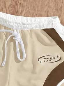 Manfinity Joysei Quần short nam dáng rộng in phối màu, phù hợp mặc ngoài trời mùa hè - Màu Khaki - Xem 4