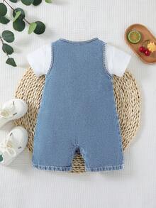 SHEIN Baby Boy Sleeveless Denim Romper - Light Wash - View 8