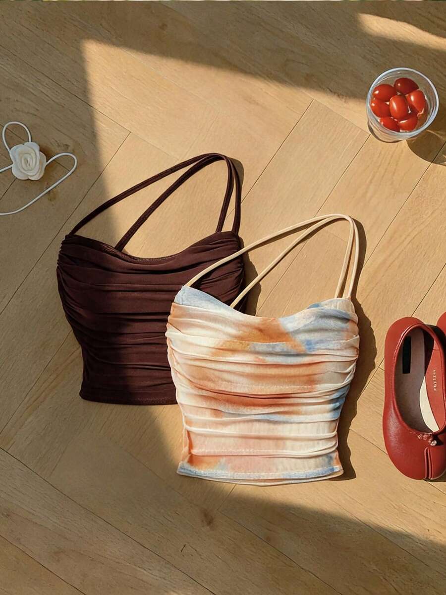 SHEIN MOD 2 chiếc áo nữ không tay dáng suông cổ lệch, thích hợp mặc mùa hè. - Nhiều màu - Xem 1