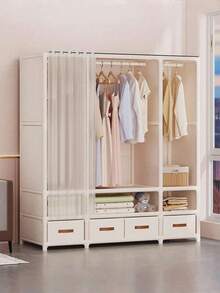 Practical Elegant Bedroom Wardrobe Floor Standing Clothes Rack Sturdy Hanging Garment Rack Luxury High Capacity Storage Cabinet Easy Assembly For Apparel Pants Quilt Home Organization Housewarming Gift - Multicolor - View 4