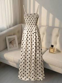 SHEIN Franclia 優雅圓點印花無袖洋裝，夏季 - 彩色 - 查看 2