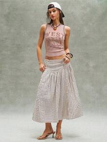 Bohemela Casual Y2k Solid Color Knit Fitted Tank Top For Women Night Out Dusty Pink Summer - Pink - View 7