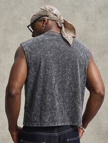 PAVTROS Men's Fashionable Versatile Printed Round Neck Casual Tank Top, Holiday - Grey - View 3