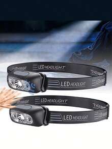 1PC Rechargeable LED Headlamp With Motion Sensor, Waterproof, Suitable For Outdoor Camping, Fishing, Running, Home Emergency Lighting - multicolor - View 2