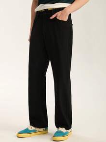 Limitiso Loose Fit Men's Jeans With Slant Pockets, Grunge - Black - View 1
