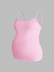 Modmama Camiseta ajustada casual de maternidad para el verano - Rosa - Ver 10