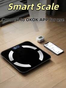 Teckwe Intelligent Digital Weight And Body Fat Scale, High-Precision, Bathroom Weight Scale, Connected To Mobile Applications To Measure 17 Indicators Such As Weight And BMI(Shipping Without Batteries Included) - Multicolor - View 2