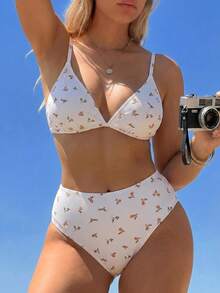 Swim Mod Plus Size Women Floral Bikini Set, Swimwear With Bra And Panty - Multicolor - View 4