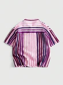 ROMWE MEN Men's Striped Patchwork Casual Versatile Daily Wear Knit Sweater - Multicolor - View 2
