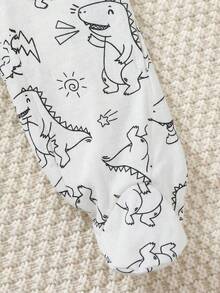 SHEIN 3pcs Set Romper Bayi Baru Lahir Unisex Motif Kartun Lengan Panjang dengan Penutup Kaki, Piyama Rajut Kasual - MultiWarna - View 5