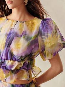 BELROSIE Áo kiểu nữ phong cách Âu Mỹ xuân/hè mới thời trang đa năng vải organza in hoa thiết kế thanh lịch - Nhiều màu - Xem 3