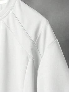 STYNVO 男士字母刺繡圓領休閒寬鬆短袖T恤 - 白色 - 查看 5
