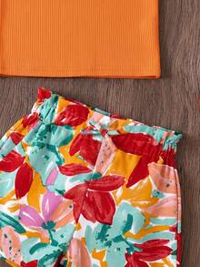 Emery Rose Kids Emery Rose Kids Set elegante da ragazza per vacanze casual, composto da top a maniche corte con arricciature e pantaloni abbinati, in maglia jacquard a righe. Set di abbigliamento a righe in bianco e nero, adatto per la stagione primaverile ed estiva - Multicolore - Visualizzare 5