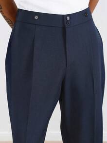 TOKVUE Celana Panjang Pria Hitam Model Lurus Mengembang, Model Formal - Navy Blue - View 6