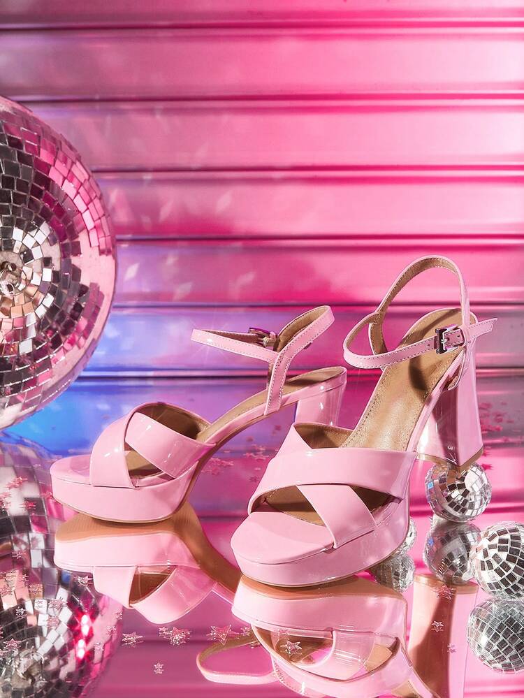 CUCCOO LuxiPop Women's High Heels, Thick Heel, Medium Heel, Elegant, Versatile, Casual, Simple, Comfortable, Lace-Up High Heels Sandals, Suitable For Office, Commuting, Dating, Parties, Weddings (Suitable For Christmas, Spring Shoes, Dress Shoes)