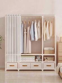 Practical Elegant Bedroom Wardrobe Floor Standing Clothes Rack Sturdy Hanging Garment Rack Luxury High Capacity Storage Cabinet Easy Assembly For Apparel Pants Quilt Home Organization Housewarming Gift - Multicolor - View 5