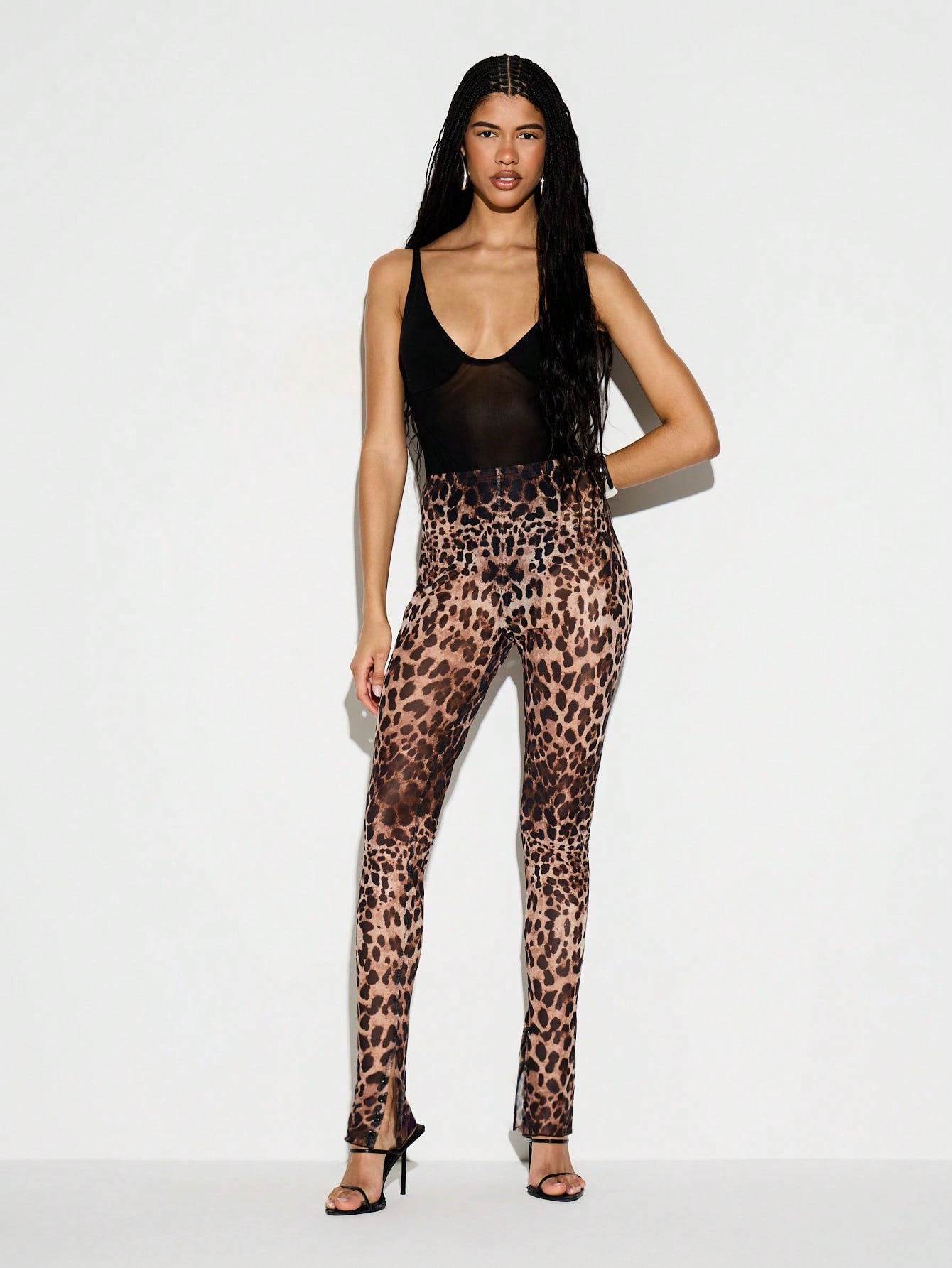 Leopard Print Split Hem Leggings