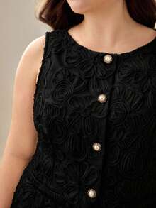 MOTF PREMIUM PLUS SIZE WOMEN ELEGANT LACE FRENCH NICHE DESIGN TOP - Black - View 6