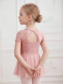 SHEIN Young Girls Clothes Sportswear,Light Pink Floral Ballet Skirt, Cute, Christmas, Back To School - Pink - View 6