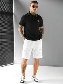 SLATEMANN 男士休閒百搭日常穿著短袖 Polo 衫，正式款 - 黑色 - 查看 5