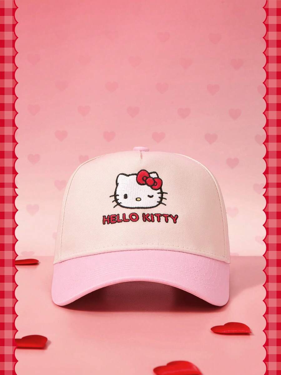 HELLO KITTY AND FRIENDS | SHEIN 1頂棒球帽,適用於棒球、籃球及其他運動,秋季百搭,運動風,1990年代復古風,亮色,平簷帽,可調節休閒老爹帽,中性運動遮陽帽,防曬休閒帽,適合旅行、派對、海灘及其他場合 - 粉 - 查看 1