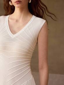 MOTF PREMIUM VESTIDO DE PUNTO SIN MANGAS DE CUELLO EN V PARA MUJER - Morado - Ver 5