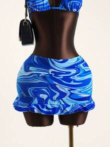 Swim SXY Damen 3-teiliger eleganter Badeanzug mit zufälligem Stoffdruck - Verschiedenfarbig - Übersicht 7