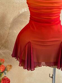 Soleia Đầm hai dây dáng ngắn, cổ khoét sâu, hở lưng với dây xích đôi, thích hợp cho kỳ nghỉ, đi uống trà, mua sắm, lãng mạn, hẹn hò, đi biển, chất liệu lưới, trẻ trung, nữ tính. - Nhiều màu - Xem 7