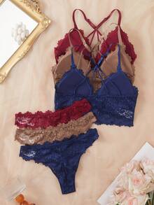 SHEIN 6件組性感舒適蕾絲內衣套裝 - 彩色 - 查看 2