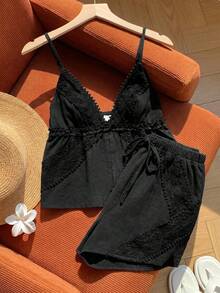 Conjunto casual de 2 piezas azul marino para mujer - Negro - Ver 6