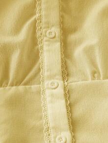 GlowEve Women's Solid Color Single-Breasted Peter Pan Collar Blouse - Yellow - View 3